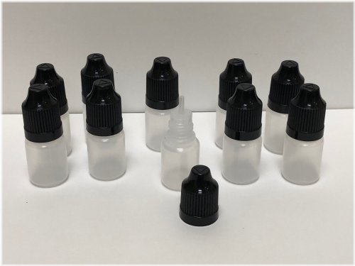 Precision Drops - 10 Pack of Sleek Black Cap Squeezable Eye Dropper Bottles