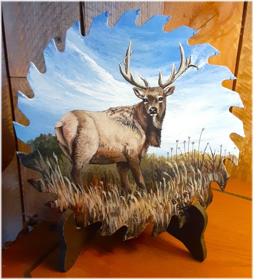 Rustic Elk Saw Blade Art Piece