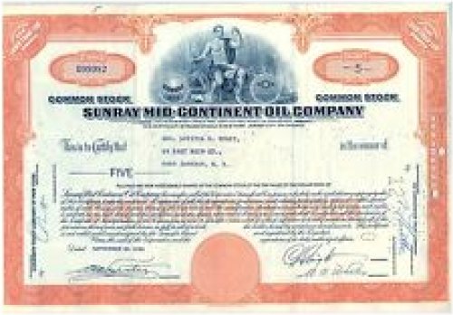 Sunray Mid-Continent Oil Company Stock Certificate