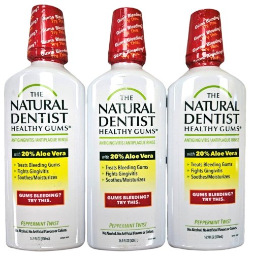 Peppermint Twist Healthy Gums Rinse by The Natural Dentist (16.9oz, Pack of 3)