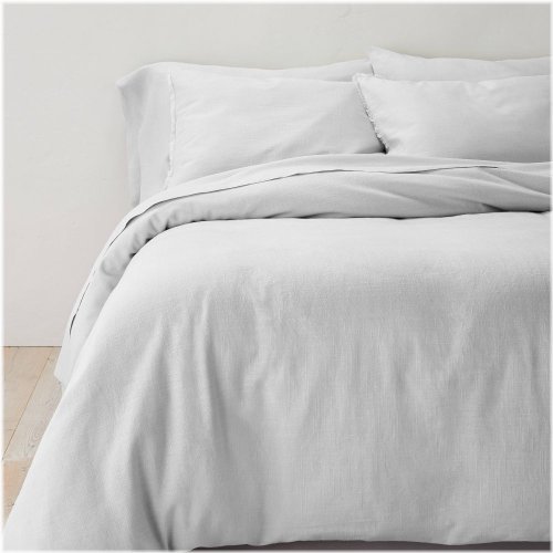 Light Gray Linen Blend Duvet Cover & Sham Set