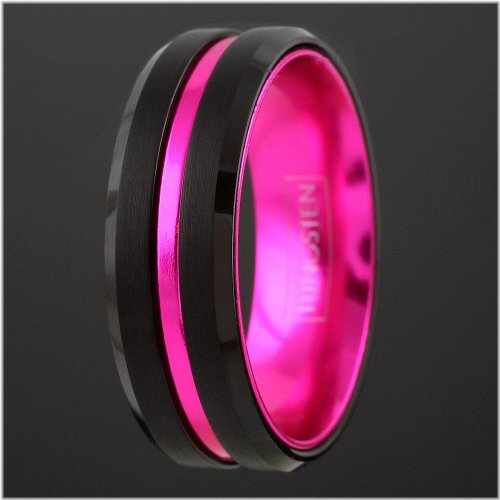 Elegance in Pink Tungsten Wedding Band