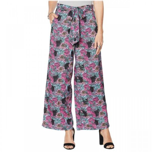 Panther Faux Silk Wide Leg Pull On Pants