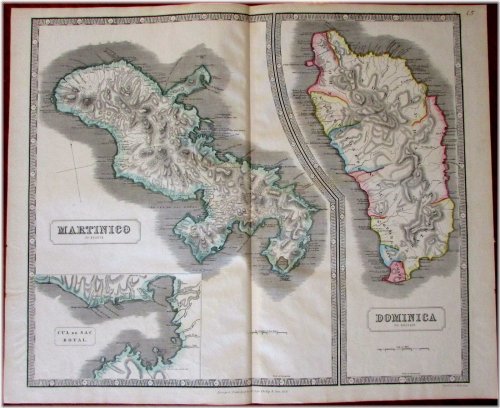 Caribbean Colonial Possessions Martinique Dominica 1851 Map