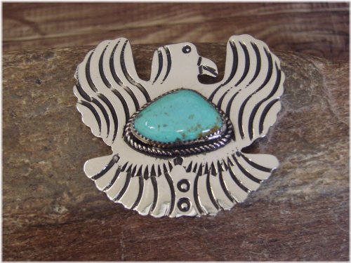 Turquoise Eagle Pin by Navajo Artisan in Cleveland