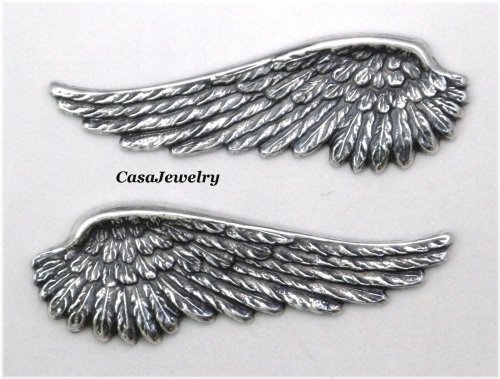 Angel Wing Pair in Antiqued Sterling Silver Plating