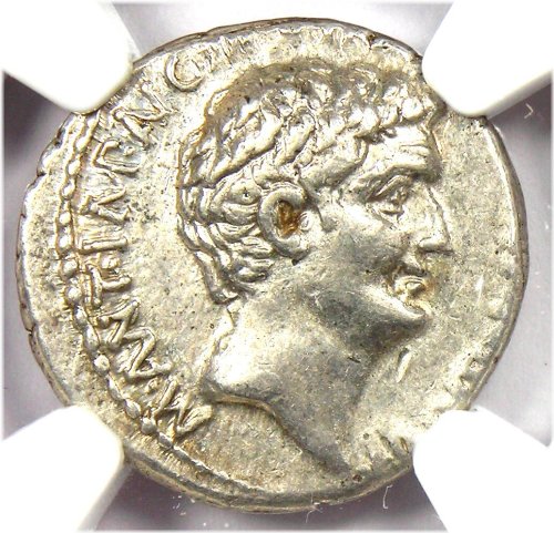 Silver Denarius of Marc Antony and Octavian 41 BC - NGC Choice XF