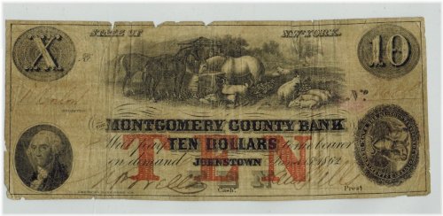Montgomery County Bank $10 Obsolete Currency (1862)