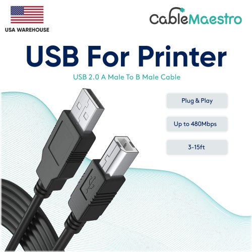 DataLink USB Transfer Cable for Printers - A to B Male Connection