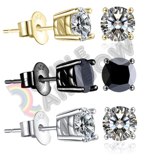 CZ Round Sterling Silver Stud Earrings for All Genders