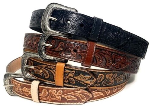 Wild West Embossed Leather Belt