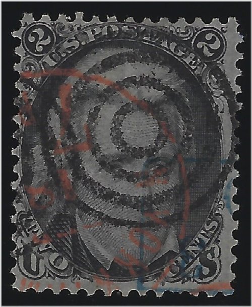 19th Century United States Stamp #73 with Rare Black, Blue & Red Cancels - Certified Authentic