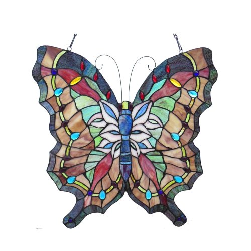 Fluttering Butterfly Stained Glass Panel