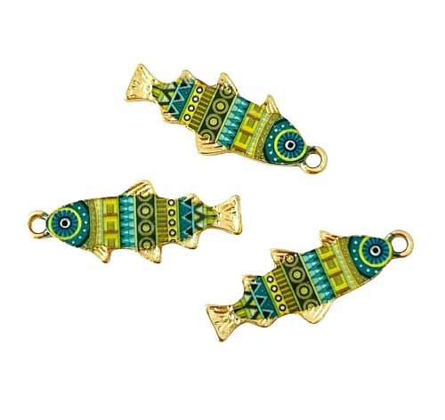 Enamel Fish Bead Drop Charms