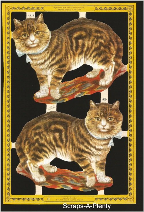 English Vintage Style Cat Die-Cut Embellishments - A126