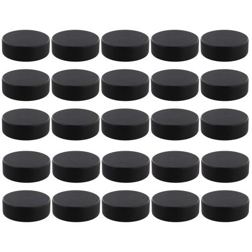 Black Rubber 6oz Hockey Pucks - Bulk Set of 25