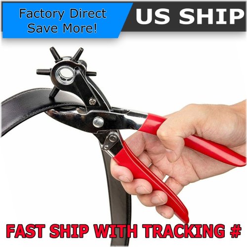 Leather Punch Pliers - Heavy Duty 9 Inch Tool for Belt Holes and More