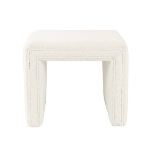 Cream Boucle Channel Accent Pouf