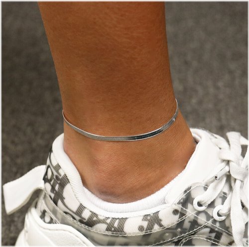 Silver Herringbone Anklet