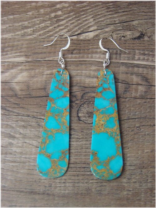 Southwestern Turquoise Slab Earrings