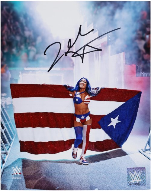 WWE Autographed Backlash Entrance with Flag Photograph by Zelina Vega