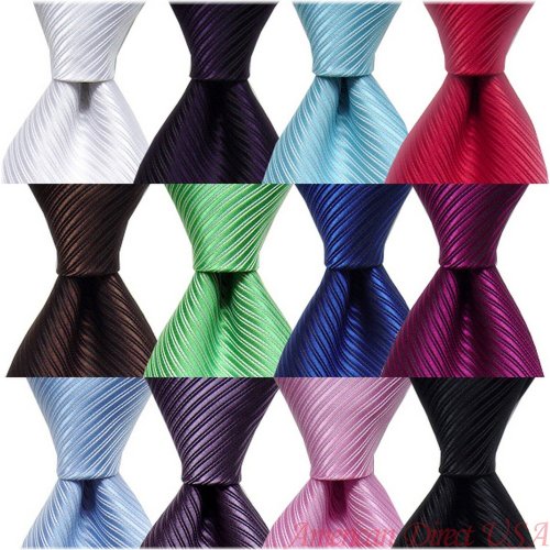 Striped Jacquard Woven Silk Tie for Men's Formal Attire