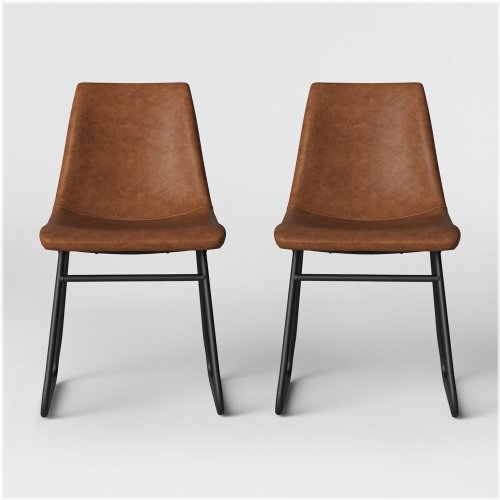 Caramel Faux Leather Dining Chairs