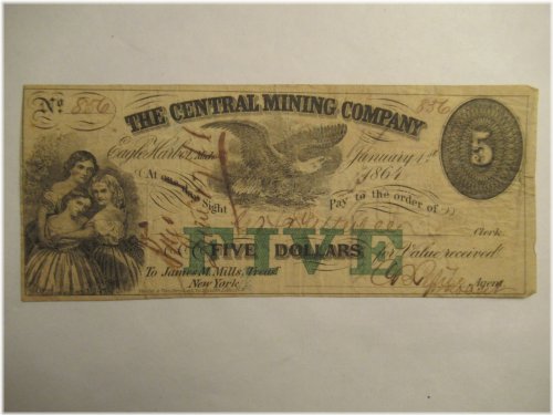 Central Mining Company $5 Note