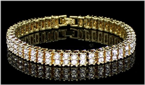 Gold-Plated Double Row CZ Tennis Bracelet