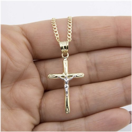 Divine Cross Pendant Necklace in Real 10K Gold