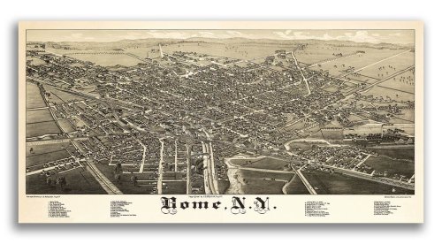 Rome, NY - Vintage Panoramic Map (1886)