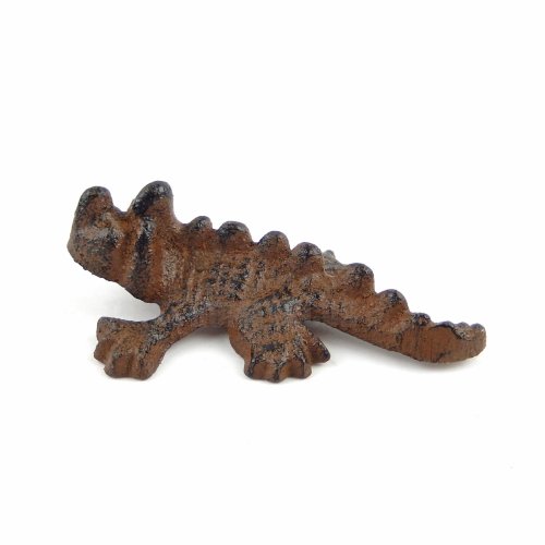 Rustic Brown Cast Iron Horned Frog Figurine