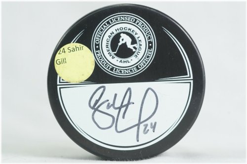 Sahir Gill Autographed AHL Hockey Puck from Scranton Wilkes-Barre Penguins