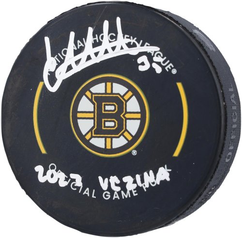 Linus Ullmark Boston Bruins Autographed Official Game Puck with '2023 Vezina' Inscription