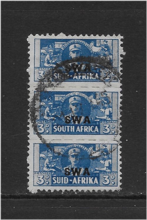 South West Africa Blue Stamp Trio - 1942