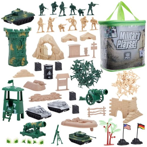 Battlefield Brigade Set: 100 Military Action Figures with Flags