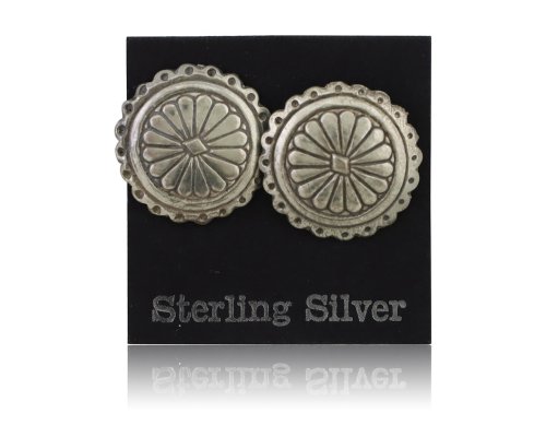 Desert Shield Silver Earrings by Native American Artist C.80's