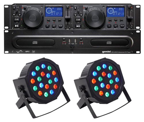 Gemini Media Master Dual Deck Player with Par Up-Lights