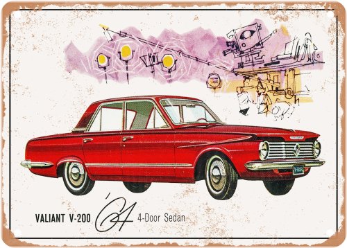 Retro Ride Metal Plaque - Classic 1964 Plymouth Valiant V 200 4 Door Sedan