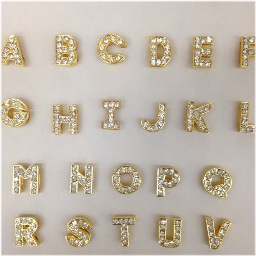 Golden Alphabet Slider Charms - Complete Set of 52 (USA Seller)