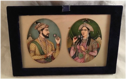 Mughal Era Portrait of Shahjahan and Mumtaz Mahal by Akhtar Hussein