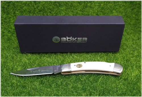 White Bone Lockback Folding Knife