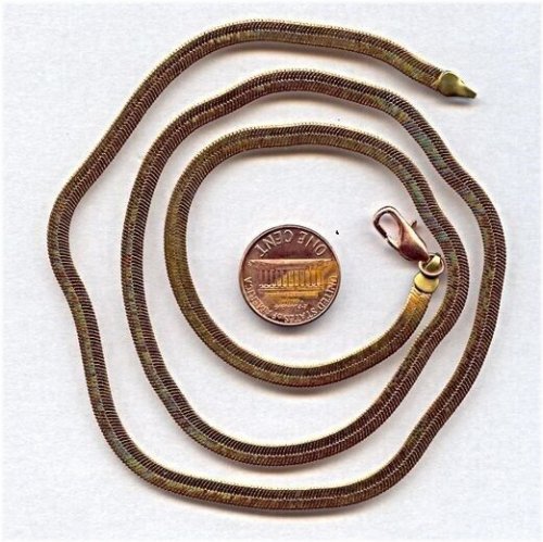 Brass Herringbone Necklace - 24" Length