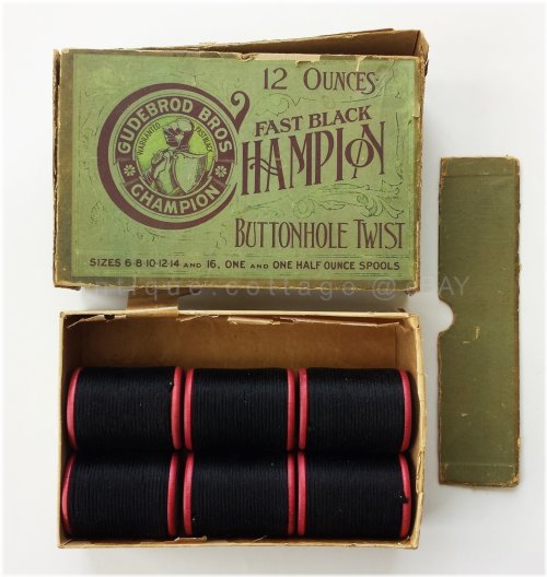Vintage Gudebrod Bros Champion Wood Spool Thread Set