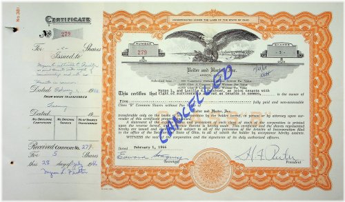 Dairy Company Stock Certificate - Akron 1966 Bond