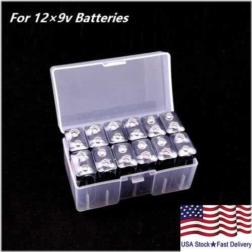 Clear 9V Battery Organizer for 12 Batteries