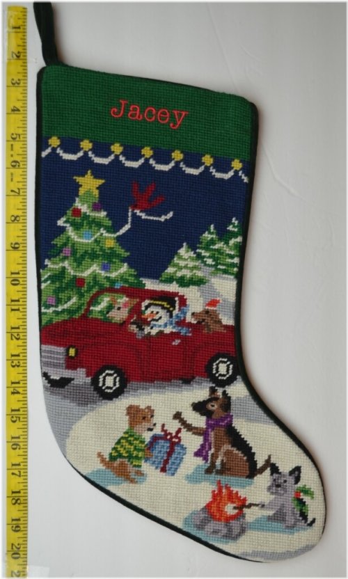 Frosty Needlepoint Monogrammed Stocking