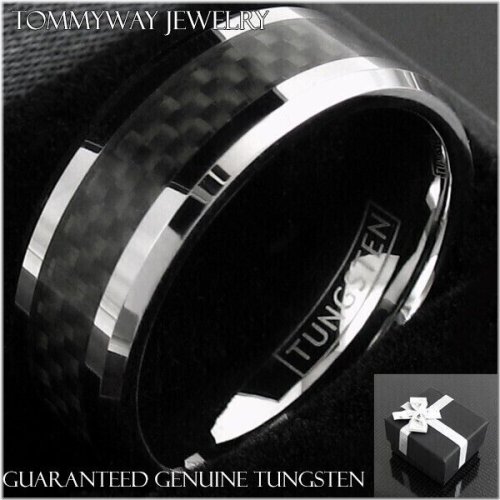 Carbon Stripe Tungsten Ring