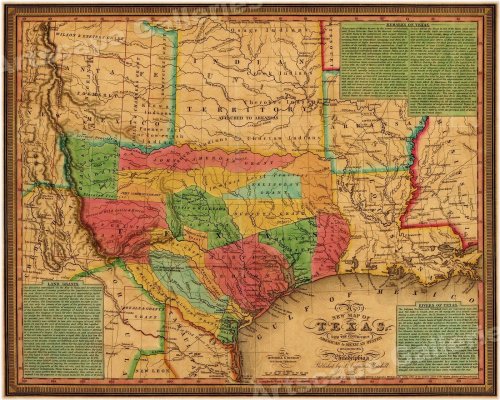 North American Territories Map - 1835