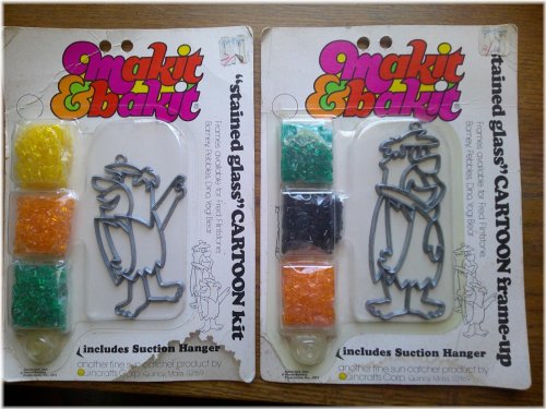Vintage Stained Glass Flintstones Kit Duo